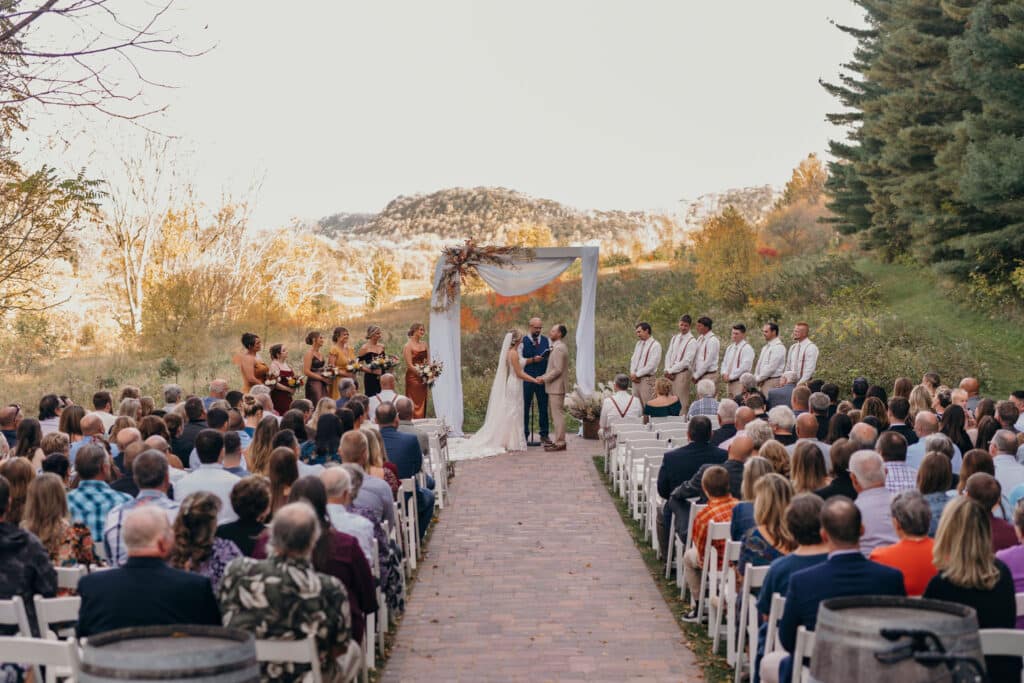 Fall wedding view of the bluff at our MN Wedding venue in Red WIng