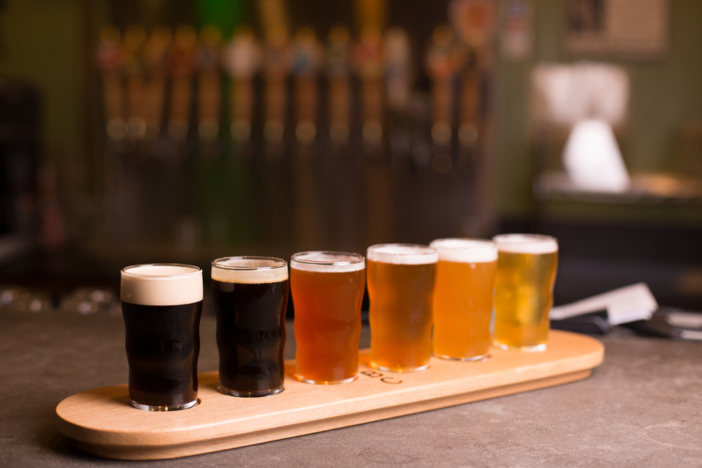 A flight of craft beer at Red Wing Brewing and other Breweries in Minnesota