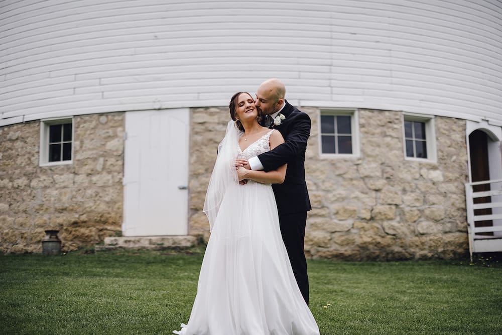 Minneapolis Couple at our farm wedding venue located in Red Wing, Minnesota. What a great white barn!