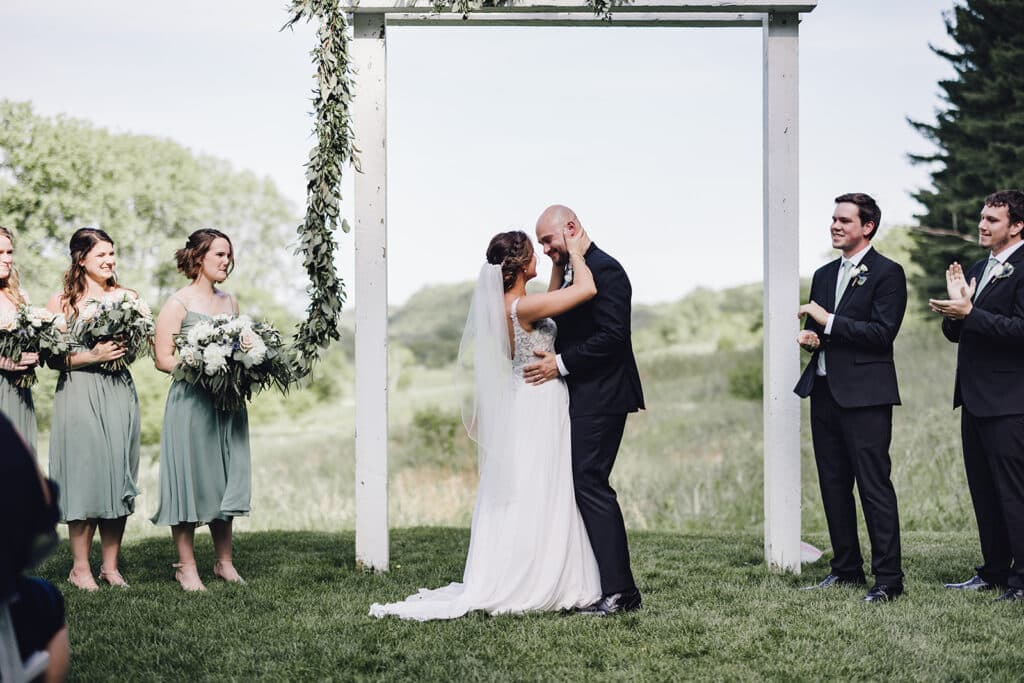 outdoor ceremony site for Minneapolis Couple getting married at a beautiful wedding venue in MN