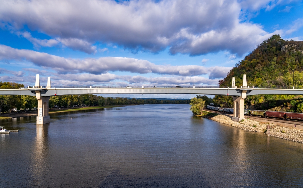 A bridge over the river, where you can enjoy all the best things to do in Red Wing, MN