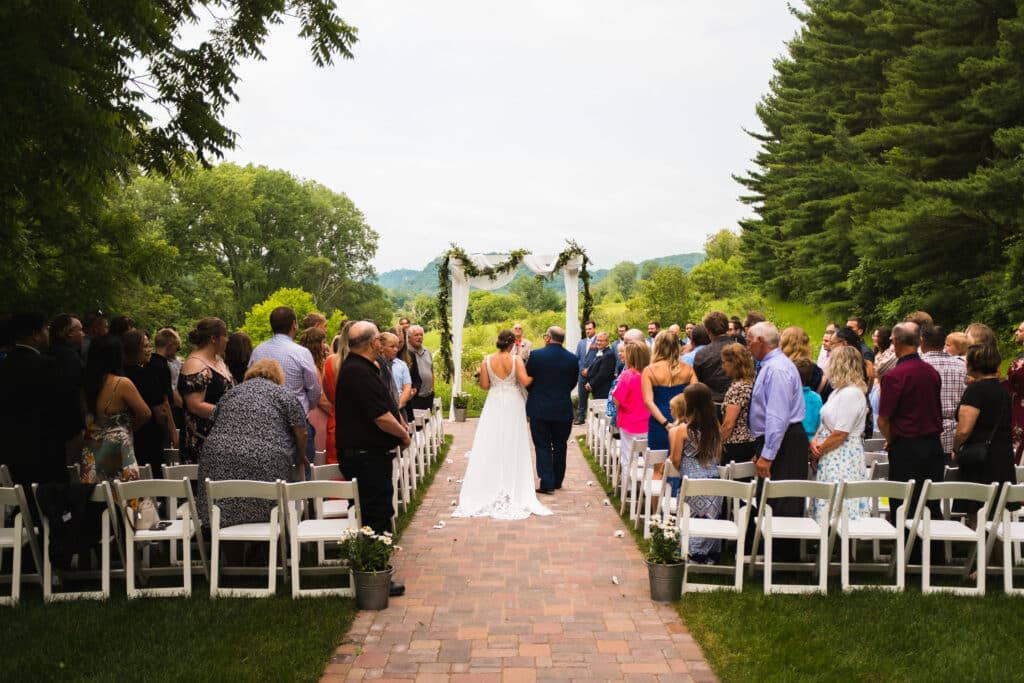 Wedding ceremony at the round barn farm in Red Wing, Minnesota.