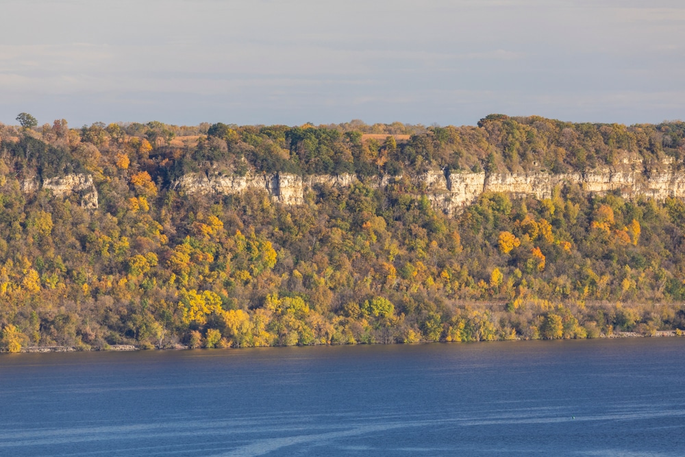 Close up view of the Minnesota Fall Colors along the bluffs near Frontenac State Park in Red Wing, MN