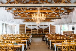 Reception space at a barn wedding venue in Minnesota in Red WIng, MN
