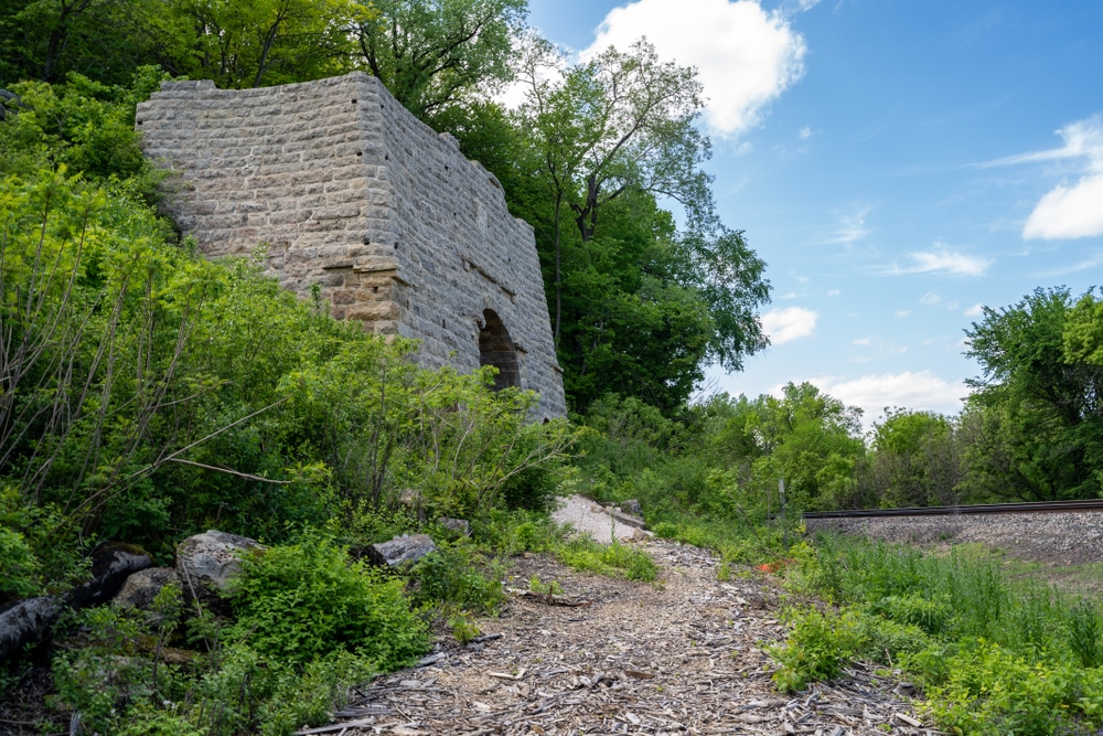 The G.A. Carlson Lime Kiln in the Barn Bluff hiking area overlooking Red Wing, MN. Another great hiking area near Cannon Valley Trail.