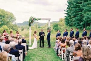 Outdoor wedding ceremony at one of the best Southern Minnesota wedding venues.